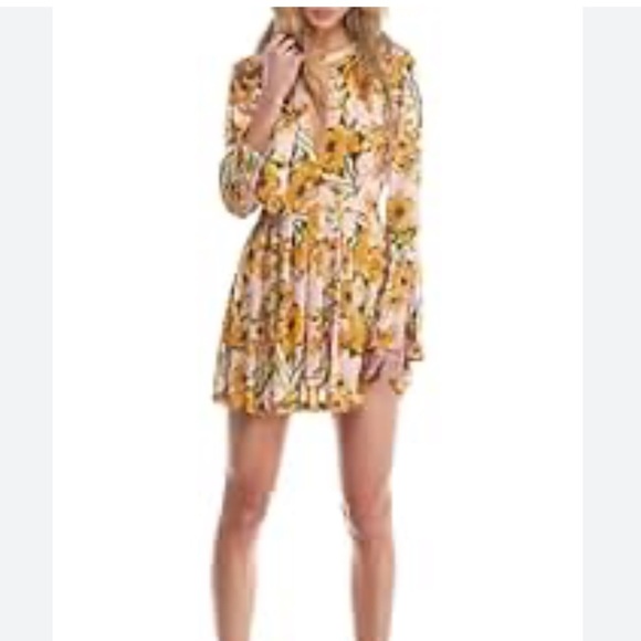 Free People Tegan Printed Floral Pleated Dress‎ Size 4 - Picture 1 of 12